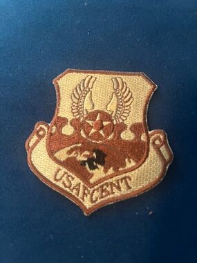 USAF/CENT Embroidered Shield Patch - Brown and Cream